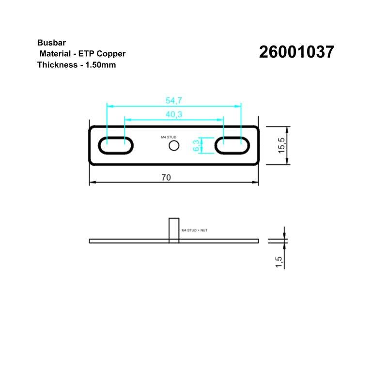 Copper Bus Bar Universal Stud 1.5mm SS304  - Image 2
